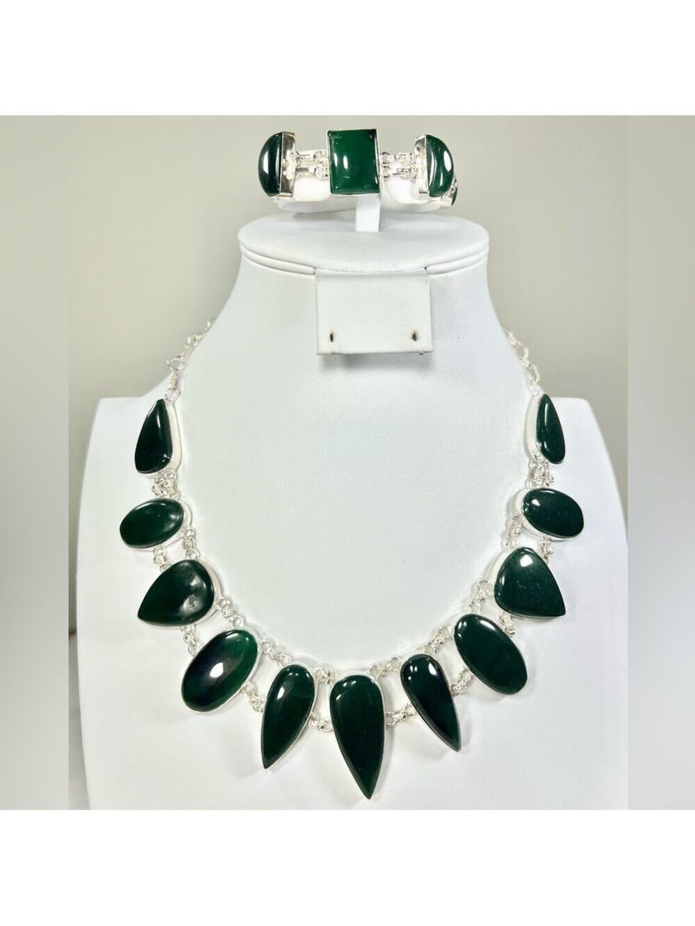 Jadeite 925 Large Gemstone Necklace ONLY - Picture 3 of 9